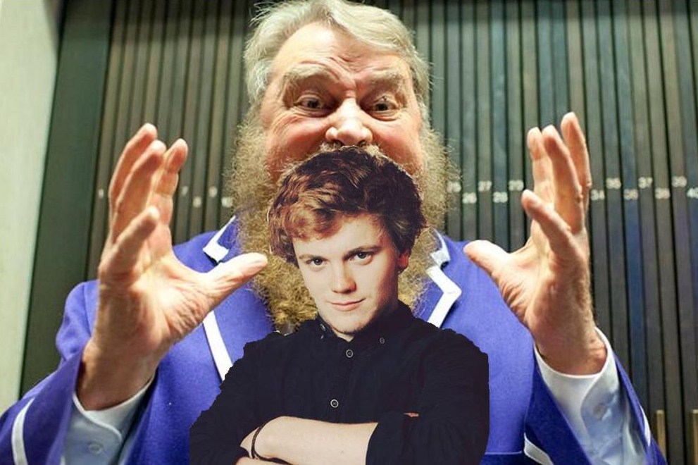 Photo of a giant Brian Blessed about to eat Greg Russell